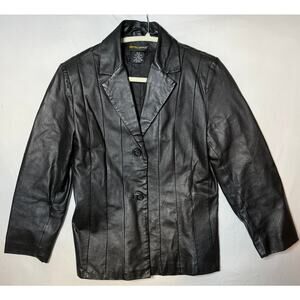 Y2K Black Leather Women's Jacket Size 6